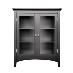 Dark Espresso Freestanding Bathroom Floor Cabinet with Storage Shelves