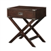 Espresso Brown Wood 1-Drawer End Table Nightstand with X Legs