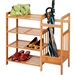 2-in-1 Entryway 4-Shelf Bamboo Shoe Rack and Umbrella Holder