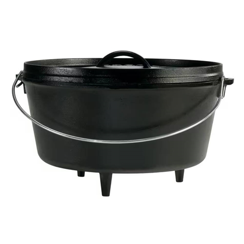 8-Quart Deep Seasoned Cast Iron Dutch Oven with Lid and Metal Handle