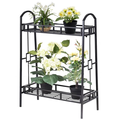 Rustic Heavy Duty Indoor/Outdoor 2 Tier Plant Stand Planter Shelves