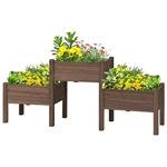 FarmHouse 3 Wooden Elevated Planter Raised Garden Beds Brown