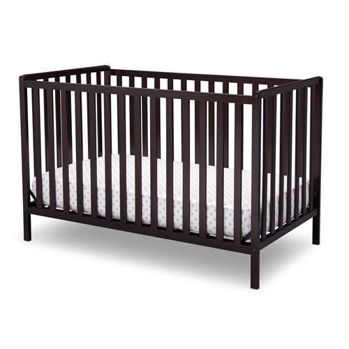 3-in-1 Modern Convertible Baby Crib Toddler Bed Daybed in Dark Brown Wood Finish