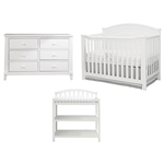 3 Piece Crib Changing Station 6 Drawer Dresser Nursery Furniture Set White