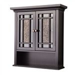 Espresso Bathroom Wall Cabinet with Amber Mosaic Glass Accents