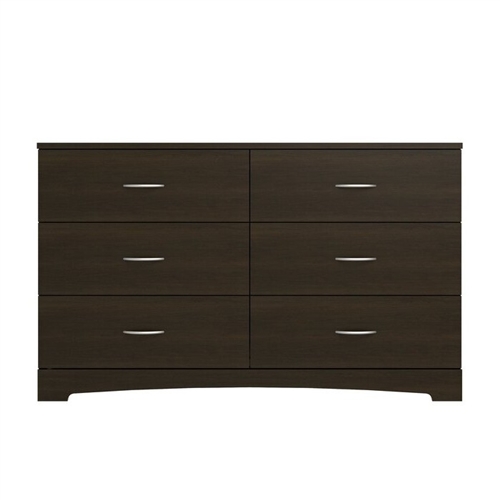 Modern 6 Drawer Dresser in Espresso Wood Finish