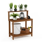 Solid Meranti Wood Outdoor Garden Potting Bench Table with Bottom Shelf