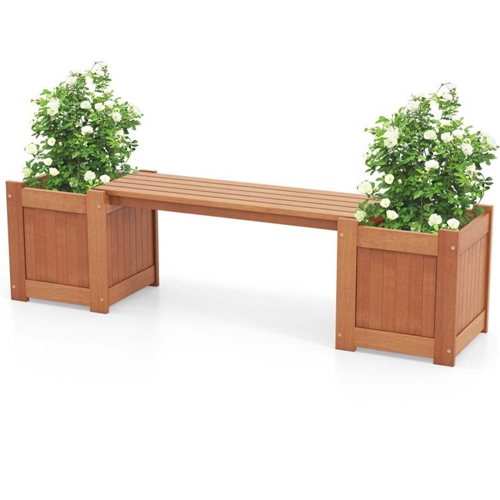 FarmHouse Hardwood Planter Boxes Garden Bench