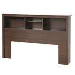 Full/Queen size Bookcase Storage Headboard in Espresso Wood Finish