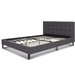 Full size Grey Mid-Century Modern Upholstered Platform Bed Frame with Headboard