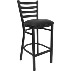 Black Metal Ladder-Back Restaurant Style Bar Stool