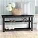 Black Wooden 2-Shelf Shoe Rack Storage Bench for Entryway or Closet