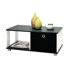 Simple Black and White Coffee Table with Bin Drawer