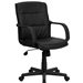 Black Mid-Back Polyurethane & Leather Office Chair with Nylon Arms