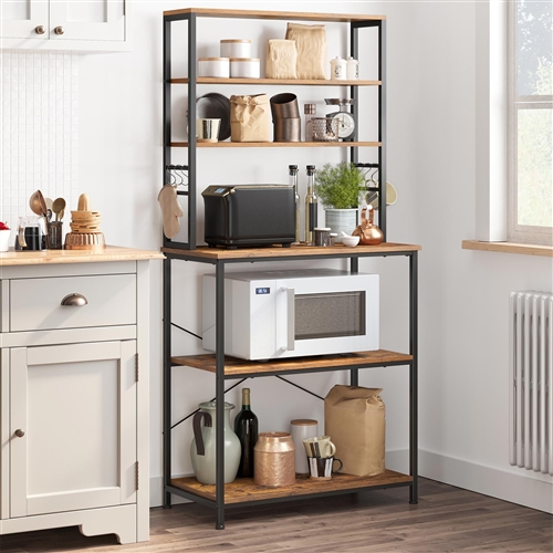 FarmHouse 6 Tier Industrial Utility Kitchen Bakers Rack Microwave Stand