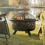 36-inch Bronze Fire Pit with Grill Grate Spark Screen Cover