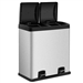 Large 16-Gallon Dual Compartment Kitchen Trash Can with Foot Pedal Open