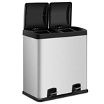 Large 16-Gallon Dual Compartment Kitchen Trash Can with Foot Pedal Open