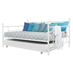 Full size White Metal Daybed with Twin Roll-out Trundle Bed