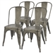 Set of 4 - Stackable Modern Cafe Bistro Dining Side Chair in Gun Metal Finish