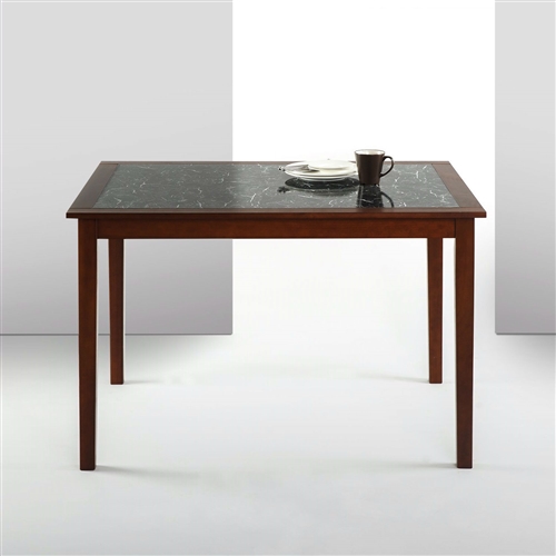 Rectangular 48 x 36 inch Brown Wood Dining Table with Faux Marble Top