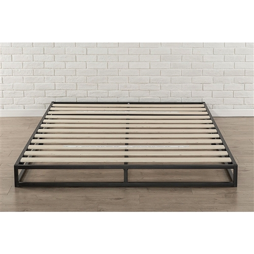 Full size 6-inch Low Profile Metal Platform Bed Frame with Wooden Slats