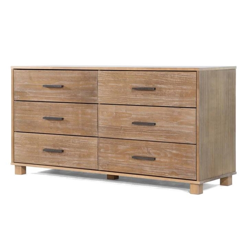 Farmhouse Modern 6 Drawer Double Dresser in Pine