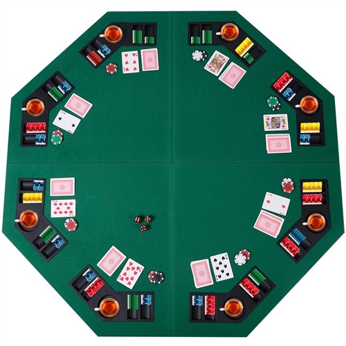 Folding 48-inch Octagon 8 Player Poker Table Top with Carry Case