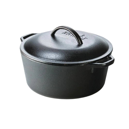 5-Quart Black Cast Iron Dutch Oven with Lid for Oven Stove Grill or Campfire