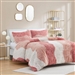 Full/Queen Pink Blush White Reversible Soft Sherpa Faux Fur 3-PC Comforter Set