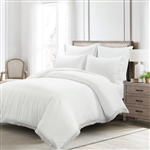 Full/Queen White Thin Lace Trim 5 Piece Comforter Set