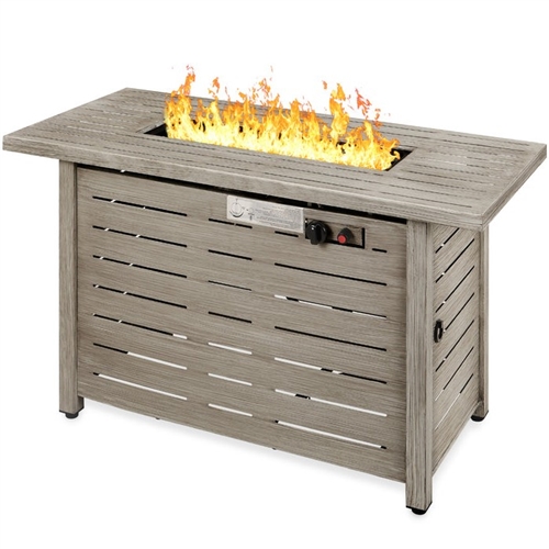 50,000 BTU Grey Steel LP Gas Propane Fire Pit w/ Auto Ignition