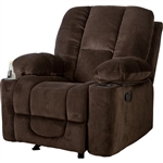 Traditional Upholstered Manual Reclining Sofa Chair w/ 2 Cup Holders and Footrest Brown