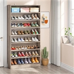 9 Tier Grey Wood Shoe Storage Cabinet, Holds Up To 45 Pairs