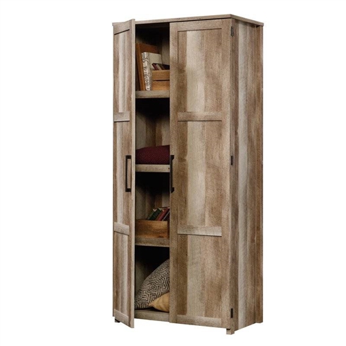 Farmhouse Wardrobe Storage Cabinet Armoire in Light Wood Finish