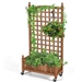 Outdoor Solid Wood Raised Garden Bed Mobile Planter Box with Trellis on Wheels