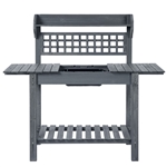 Outdoor Grey Wood Potting Bench Expandable Top with Food Grade Plastic Sink