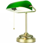 Classic Brass Bankers Lamp Desk Light Table Lamp with Green Glass Shade