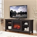 Espresso Wood TV Stand with Electric Fireplace Heater Insert