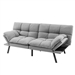Modern Mid-Century Grey Imitation Linen Upholstered Futon Sleeper Sofa Bed