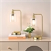 Set of 2 - Gold Farmhouse Bedside Table Lamp Desk Light with USB Charging Ports