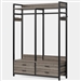 Modern Grey Black Garment Rack with Clothes Hanging Rod and 4 Storage Drawers