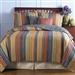 Full / Queen 100% Cotton Quilt Set with Red Orange Blue Brown Stripes