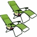 Set of 2 Green Folding Outdoor Zero Gravity Lounge Chair Recliner