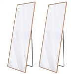 Set of 2 - Gold 65-inch Full Length Freestanding Floor Mirror with Stand