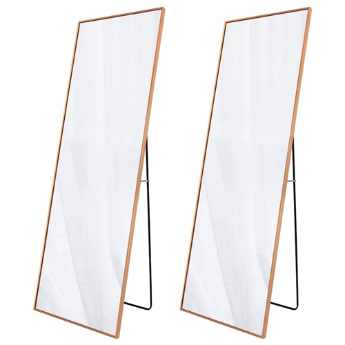 Set of 2 - Gold 65-inch Full Length Freestanding Floor Mirror with Stand