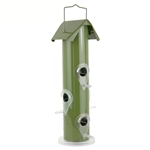 Outdoor Patio Garden 6-Perch Olive Green Metal Tube Bird Feeder