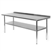 Stainless Steel 72 x 24 inch NSF Certified Kitchen Prep Work Table with Backsplash