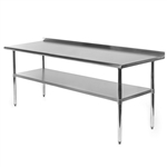Stainless Steel 72 x 24 inch NSF Certified Kitchen Prep Work Table with Backsplash
