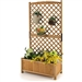 Outdoor Fir Wood Raised Garden Bed Planter Box with 71-inch High Trellis